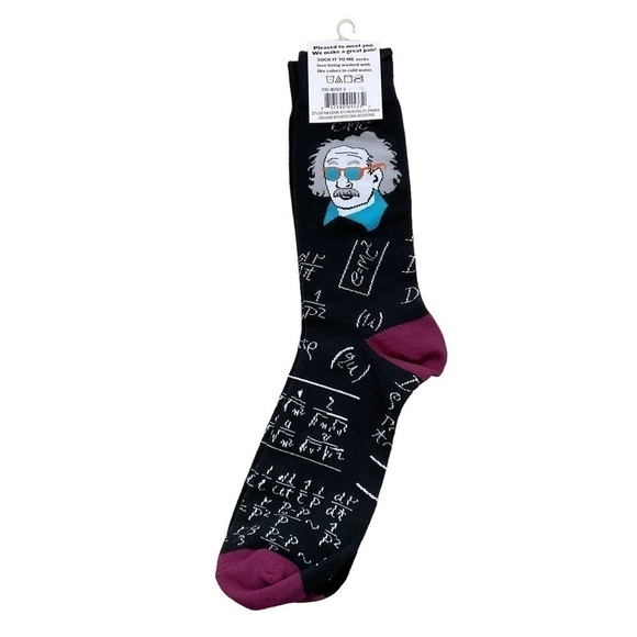RELATIVELY Cool Socks Men’s Crew Sock it to me Albert Einstein size 7-13 - Picture 2 of 10